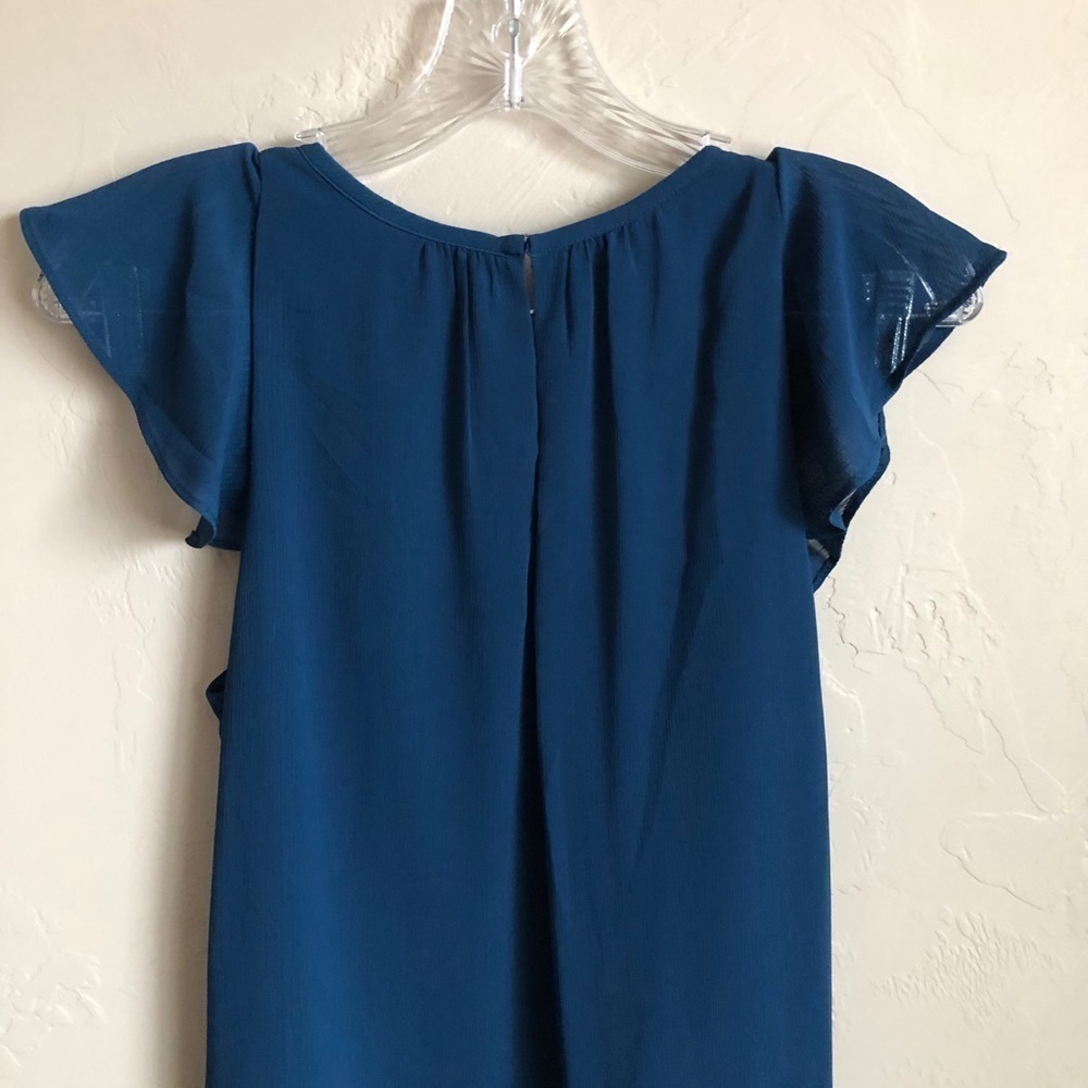 Parker Blue Asymmetrical Ruffle Mini Dress - Picture 8 of 12